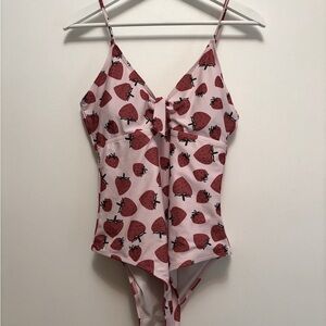 Strawberry Print Pink One Piece